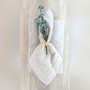100% Cotton Grey Hemstitch Dinner Napkins Set of 8
